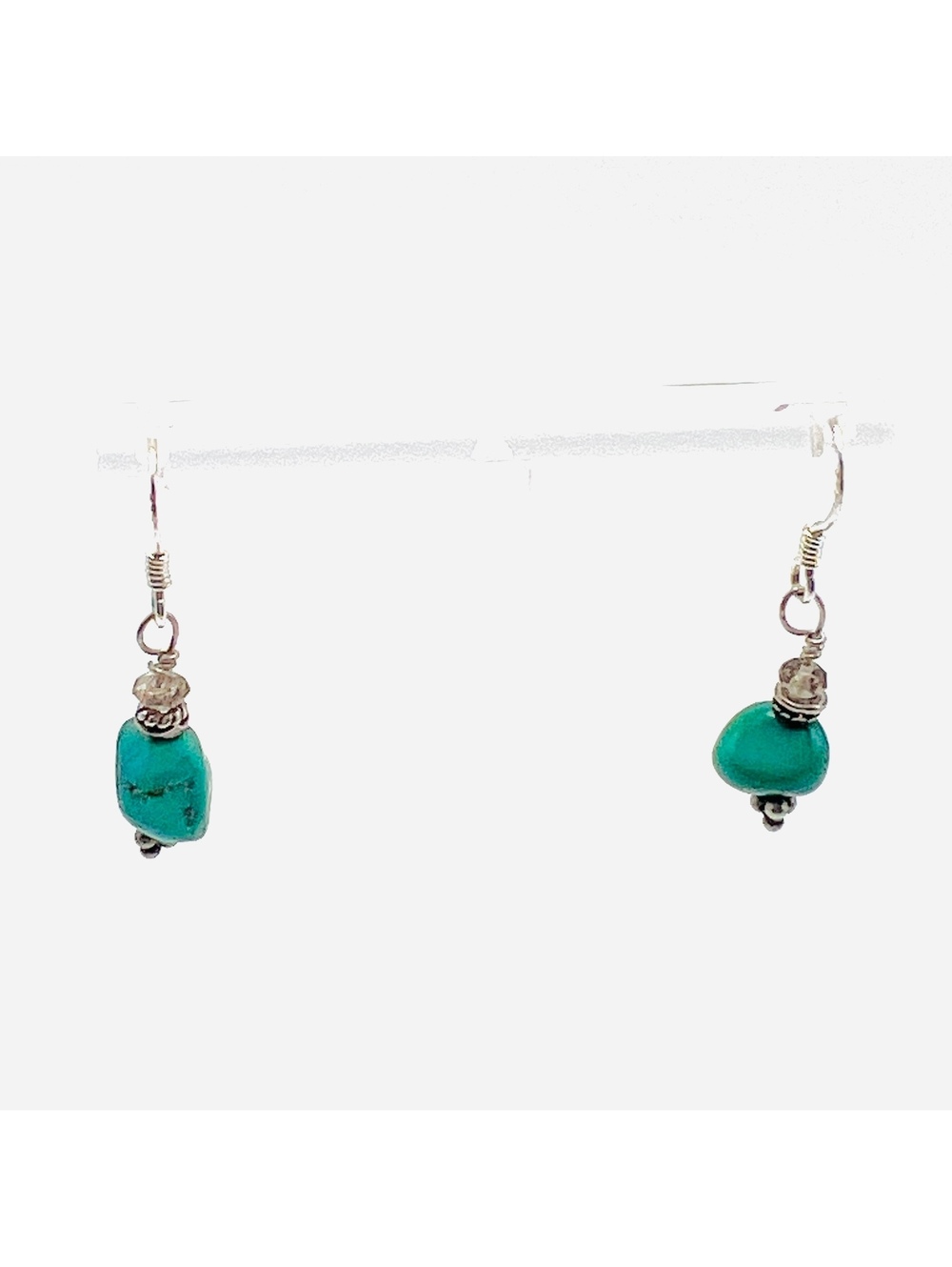 925 Sterling Silver Turquoise Nugget Dangle Earrings Artisan Boho
